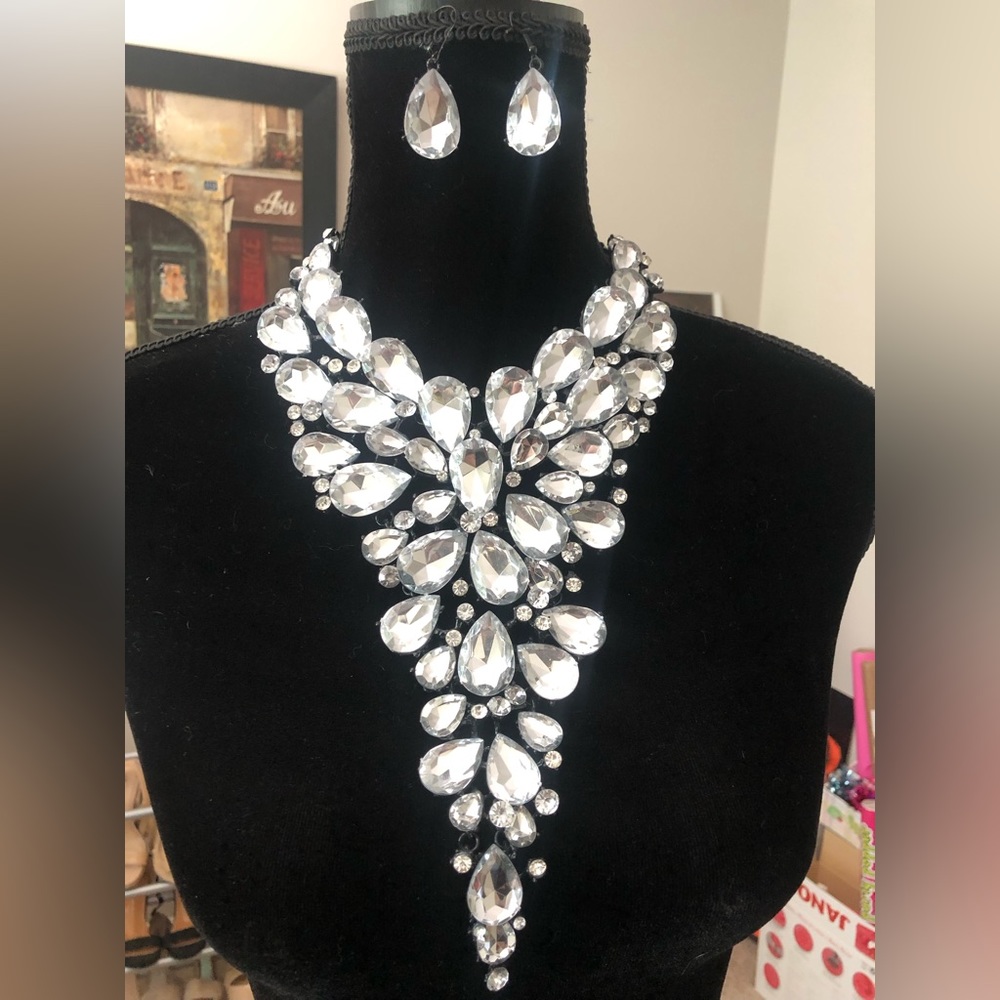 Necklace with matching earrings.